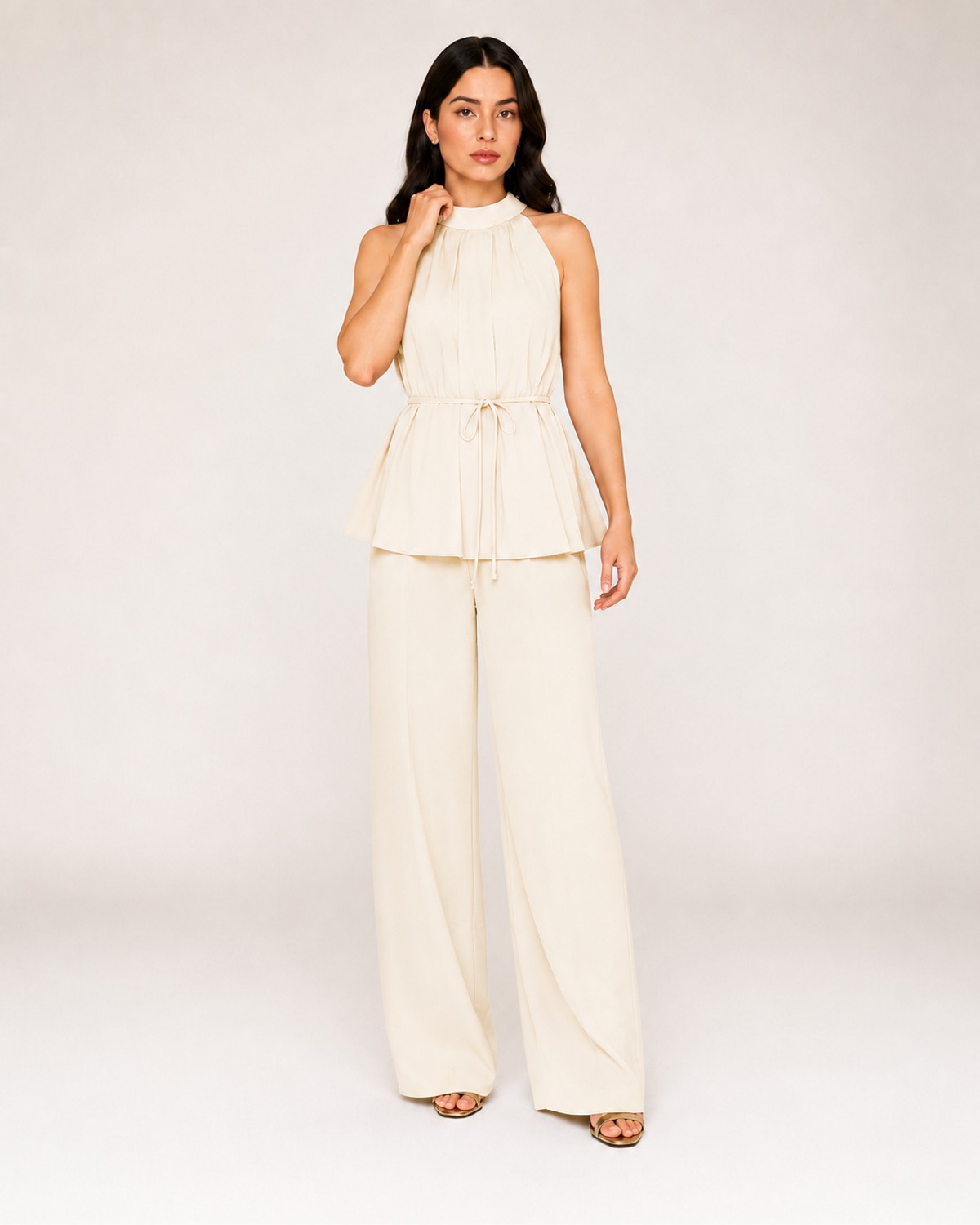 Set Elegante Halter con Pantalón — Sets, color Crema