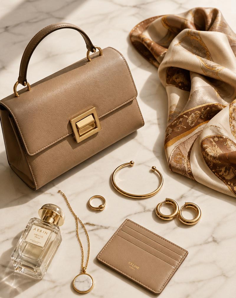Bolsos y joyería en tonos cálidos de Clara Victoria